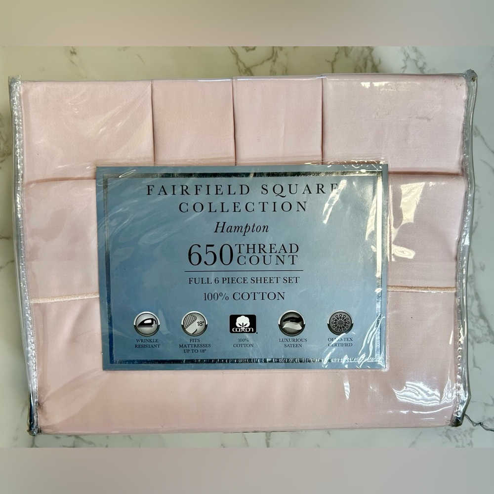 Fairfield Square Collection Hampton 650 Thread Count 6 PC Sheet Set Full Size